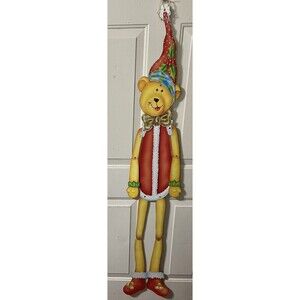 Vintage Anymore Christmas 59" Teddy Bear Die Cut Paper Holiday Decoration RARE
